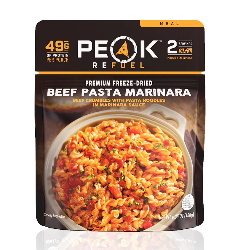 Peak Refuel Pouch - Beef Pasta Marinara - 100% Freeze Dried Meals