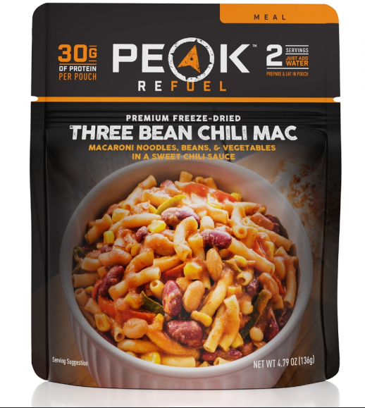 Peak Refuel Pouch - Three Bean Chili Mac - 100% Freeze Dried Meals